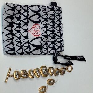 BRIGHTON women's ferrara artisan two tone bracelet in silver-gold W/ earrings